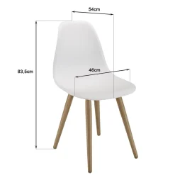 Lot de 2 chaises blanches pieds couleur naturelle MALO