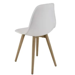 Lot de 2 chaises blanches pieds couleur naturelle MALO