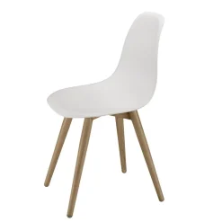 Lot de 2 chaises blanches pieds couleur naturelle MALO