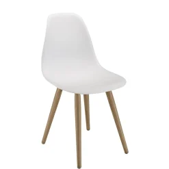 Lot de 2 chaises blanches pieds couleur naturelle MALO