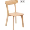 Lot de 2 Chaises de Salle a Manger Scandinave en Bois Massif Marron