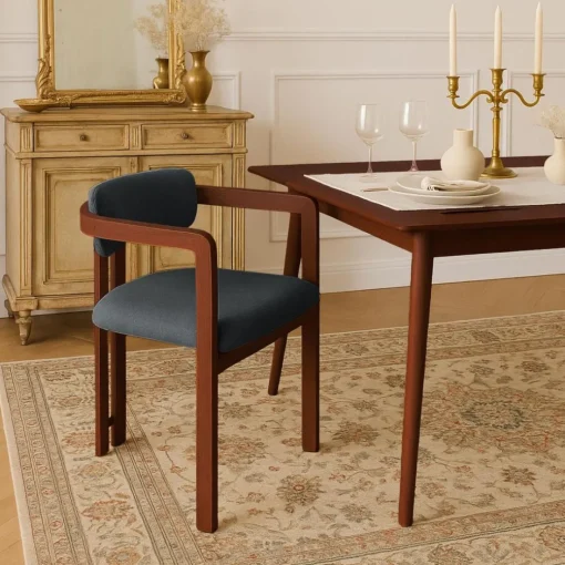 Lot de 2 chaises design Galilea Métal Effet bois foncé et Tissu Anthracite