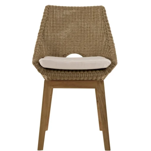 Lot de 2 chaises jardin rotin synthé. et coussin, pieds droits KALLY