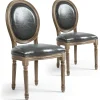 Lot de 2 chaises médaillon Simili (P.U) Gris REGAL