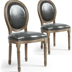 Lot de 2 chaises médaillon Simili (P.U) Gris REGAL