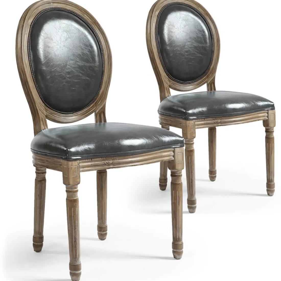 Lot de 2 chaises médaillon Simili (P.U) Gris REGAL