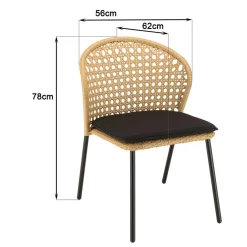 Lot de 2 chaises rotin synthétique couleur naturelle MALO