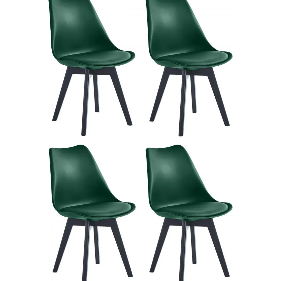 Lot de 4 chaises scandinaves Pieds en bois Vert