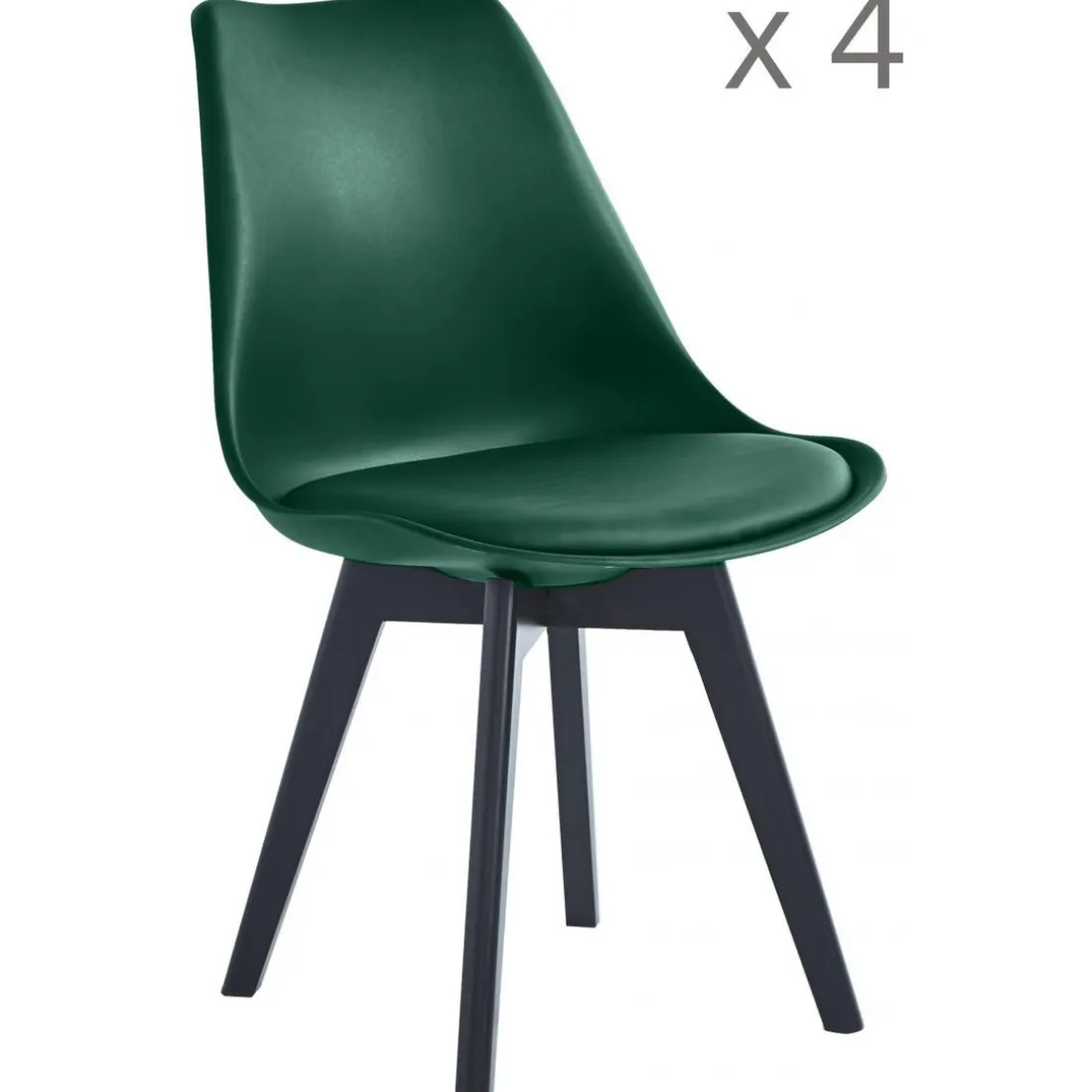 Lot de 4 chaises scandinaves Pieds en bois Vert