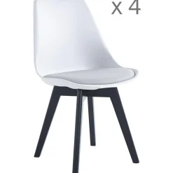 Lot de 4 chaises scandinaves Pieds en bois Blanc