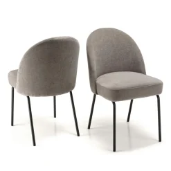 Lot de 2 chaises tissu couleur lin pieds acier noir ULYSSE