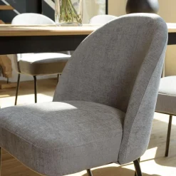 Lot de 2 chaises tissu couleur lin pieds acier noir ULYSSE