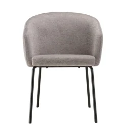 Lot de 2 chaises tissu gris clair pieds acier noir ULYSSE