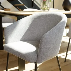 Lot de 2 chaises tissu gris clair pieds acier noir ULYSSE