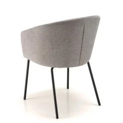 Lot de 2 chaises tissu gris clair pieds acier noir ULYSSE