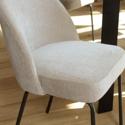 Lot de 2 chaises tissu sable pieds acier noir ULYSSE