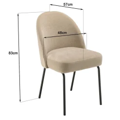 Lot de 2 chaises tissu sable pieds acier noir ULYSSE