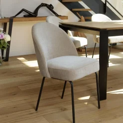 Lot de 2 chaises tissu sable pieds acier noir ULYSSE