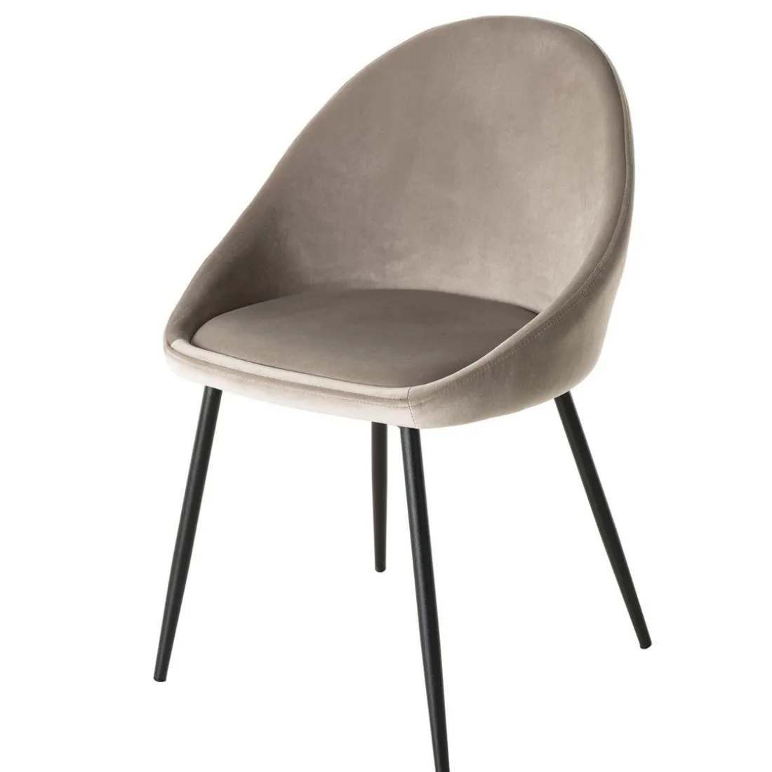 Lot De 2 Chaises TOM Velours Chamois Pieds Métal