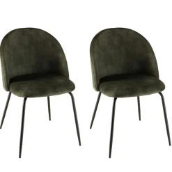 Lot de 2 chaises velours vert sapin dossier arrondi
