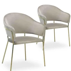 Lot De 2 Chaises/Fauteuils RICO Velours Taupe