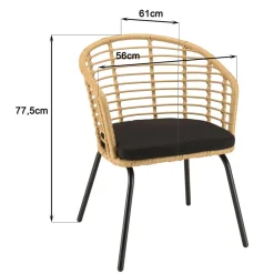 Lot de 2 fauteuils en rotin synthétique couleur naturelle MALO