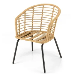 Lot de 2 fauteuils en rotin synthétique couleur naturelle MALO