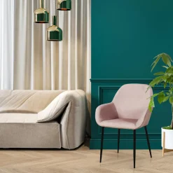 Lot de 2 Fauteuils GIULIA Rose Velours Côtelé