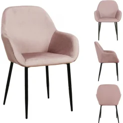 Lot de 2 Fauteuils GIULIA Rose Velours Côtelé