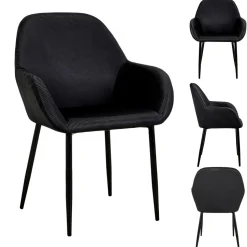 Lot de 2 Fauteuils GIULIA Noir Velours Côtelé