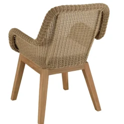 Lot de 2 fauteuils jardin rotin synthé. et coussin, pieds droit KALLY