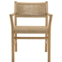 Lot de 2 fauteuils jardin accoudoirs teck rotin synthétique beige VALERIA
