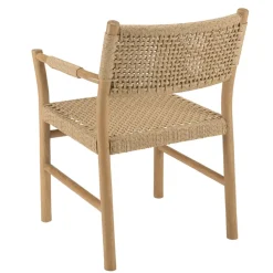 Lot de 2 fauteuils jardin accoudoirs teck rotin synthétique beige VALERIA