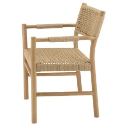 Lot de 2 fauteuils jardin accoudoirs teck rotin synthétique beige VALERIA