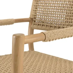 Lot de 2 fauteuils jardin accoudoirs teck rotin synthétique beige VALERIA