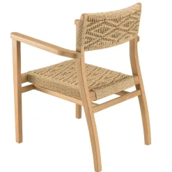 Lot de 2 fauteuils jardin teck rotin synthétique motif losange VALERIA