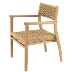 Lot de 2 fauteuils jardin teck rotin synthétique motif losange VALERIA