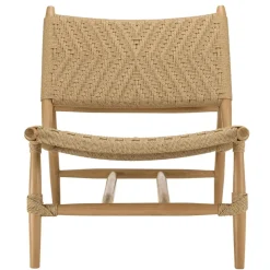 Lot de 2 fauteuils lounge jardin teck rotin synthétique relief VALERIA