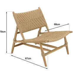 Lot de 2 fauteuils lounge jardin teck rotin synthétique relief VALERIA