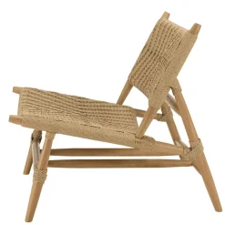 Lot de 2 fauteuils lounge jardin teck rotin synthétique relief VALERIA