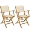 Lot de 2 fauteuils pliants textilène couleur beige