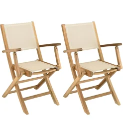 Lot de 2 fauteuils pliants textilène couleur beige