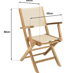 Lot de 2 fauteuils pliants textilène couleur beige