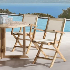 Lot de 2 fauteuils pliants textilène couleur beige