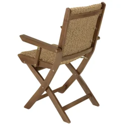 Lot de 2 fauteuils pliants acacia huilé et rotin synthétique VICK