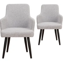 Lot de 2 Fauteuils Tissu Gris Clair LUDVIG