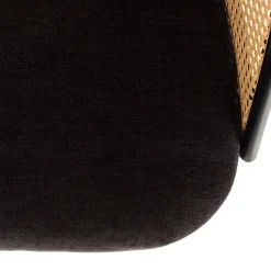 Lot de 2 fauteuils tissu noir dossier arrondi effet cannage LEA