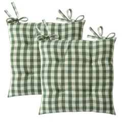 Lot de 2 Galettes de chaise VICHY vert foncé