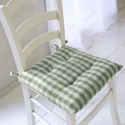 Lot de 2 Galettes de chaise VICHY vert foncé