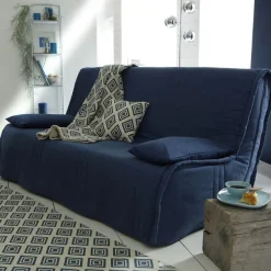 Lot de 2 housses coussins unies rectangulaires - Bleu
